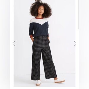Madewell Huston Button-Front Ankle Pants in Checked Corduroy Wide Leg Size M